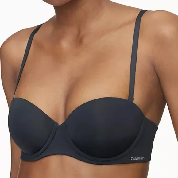 NWOT Calvin Klein Strapless Push Up Bra Detachable Straps Size 34A Black - Picture 1 of 14